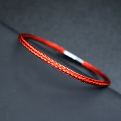 3mm Braided Stainless Steel Cable Bracelet - Minimalist Waterproof Design for Daily Protection & Energy Balance