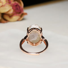 Elegant Cherry Natural Stone Ring for Beach Parties & Holidays with Spiritual Energy