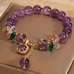 Classic Amethyst Bead Bracelet — Spiritual Harmony & Prosperity Attracting Crystal Jewelry