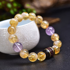 Natural Citrine & Amethyst Bohemian Bracelet - Crystal Energy for Daily Harmony & Spiritual Growth