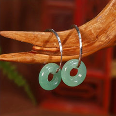 Vintage Natural Green Stone Hoop Earrings: A Quiet Dialogue with Earth and Time