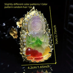Multi-Color Jade Guanyin Pendant for Spiritual Protection, Compassion, and Inner Peace