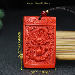 Red Cinnabar Dragon Pendant for Luck, Protection, and Spiritual Power