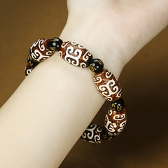 Tibetan Agate Prayer Beads Bracelet - Vintage Style Spiritual Energy for Men