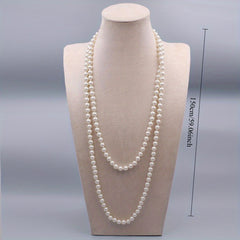 Elegant Long Necklace for Women - Versatile Sweater Chain with Smooth Beads, Timeless Birthday & Anniversary Gift for Her