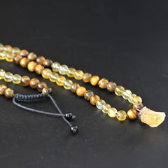 Handmade Adjustable Bead Necklace with Raw Stone Pendant - Boho Style Christmas Gift for Spiritual Energy & Mindfulness