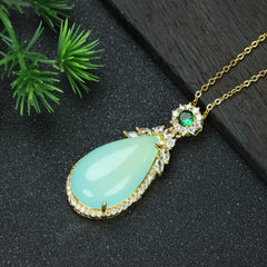 Elegant Sky Blue Agate Pendant Necklace for Calmness, Communication, and Style