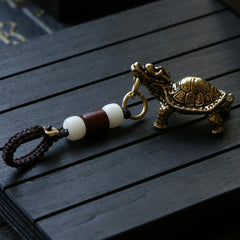 Vintage Bronze Turtle Keychain — Longevity, Protection & Stability Energy Charm