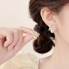 Elegant Bow & Butterfly Clip-On Earrings with Positive Energy - Retro Vintage Style for Daily Wear