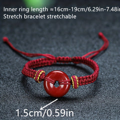 Men's Cinnabar Braided Rope Bracelet with Lucky Pendant - Spiritual Protection & Wealth Attraction