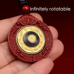 Boho Style Cinnabar Stone Eight Trigrams Pendant Necklace - Tibetan Amulet for Good Fortune & Protection