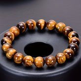 Hot Selling Fashion Men's Beaded Bracelet, Unique Natural Tiger Eye Stone Handmade Elastic Wristband for Him