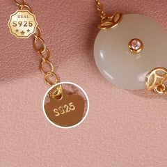 Women's Fashion Bracelet - Milky White Jade Peace Buckle with S925 Silver for Harmony & Protection