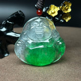 Floating Green Quartz Buddha Pendant for Emotional Healing, Inner Peace & Abundance