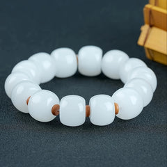 Natural White Jade Beaded Bracelet for Tranquility & Positive Energy Traditional Style