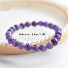 Elegant Purple Amethyst Beaded Bracelet - Natural Stone for Spiritual Balance and Daily Wear