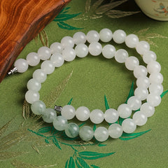 Natural White Jade Beaded Necklace for Men, Elegant Unisex Style, Calming Energy & Inner Peace