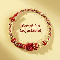 Chinese Hand-Woven Prosperity Bracelet — Red & Gold Wealth & Luck Charm
