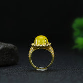 Elegant Men's Yellow Agate Ring with Gold Setting, Vintage-Inspired Statement Jewelry for Confidence, Abundance, and Timeless Style