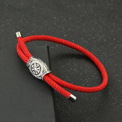 Handmade Nylon Rope Bracelet - Adjustable Viking Bangle with Nordic Runes for Strength & Protection