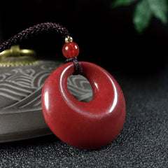 Natural Raw Stone Cinnabar Pendant Necklace - Spiritual Protection & Positive Energy for Men and Women