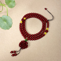 Cinnabar Rose Pendant Necklace - Fashionable Good Luck Charm for Couples