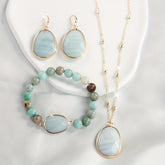 4pcs Golden Chain Natural Stone Jewelry Set - Harmony & Balance for All-Season Wear