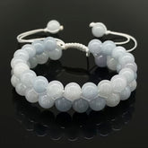 1 Pcs Natural Aquamarine Beaded Bracelet - Unisex Stone Bracelet for Daily Wear & Holiday Decor with Energy Balancing