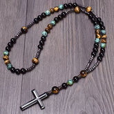Natural Tiger Eye Cross Pendant - Spiritual Protection & Energy Healing