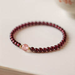 Luxury Red Pomegranate Beaded Bracelet - Energy Harmony & Prosperity