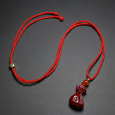 Cinnabar Stone Red Bag Pendant - Funky Style Good Fortune & Prosperity Amulet