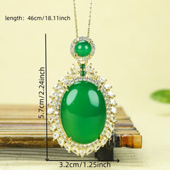 Elegant Green Agate Oval Pendant Necklace - Emotional Balance & Natural Energy Flow Jewelry