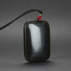 Unisex Black Obsidian Pendant Necklace for Protection and Grounding - Minimalist Casual Jewelry