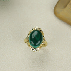 Natural Malachite Saddle Ring for Emotional Healing and Protection