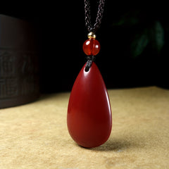 Lucky Charm Cinnabar Water Drop Pendant Necklace - Fashion Accessory for Couples
