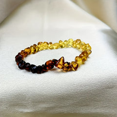 Natural Amber Gradient Bracelet for Sacral Chakra, Creative Energy, and Bohemian Style