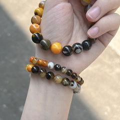 Agate Bracelet Natural Stone Beads Handmade Boho Energy Jewelry
