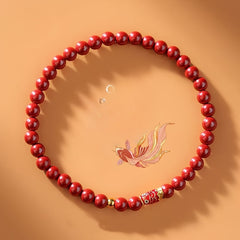 Koi Style Cinnabar Bracelet - Elastic Rope Design for Good Luck Energy