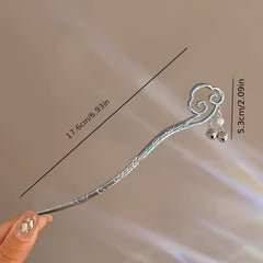 Ancient Style Hairpin with Cloud Design - Silver Metal Hair Accessory for Ethnic Hairstyles - Mindful Energy Flow & Spiritual Symbolism
