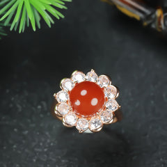 Elegant Red Agate Adjustable Ring for Women Prosperity & Spiritual Protection