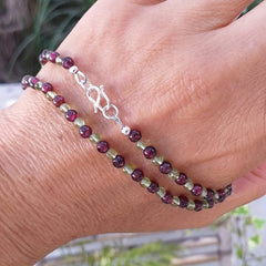 Peridot & Garnet Birthstone Necklace - Harmony & Prosperity for Daily Wear