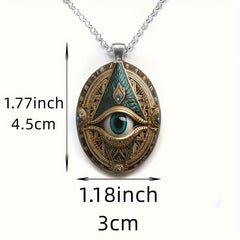 All-Seeing Eye Oval Pendant Necklace — Spiritual Insight & Protective Energy Amulet