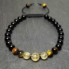 Grounding Tiger Eye & Citrine Mala Bracelet for Protection, Abundance, and Positive Energy