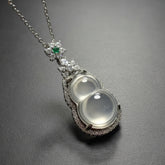 High Ice Transparent Agate Gourd Pendant Necklace - Chinese Style Lucky Charm for Wealth and Health
