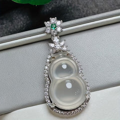 High Ice Transparent Agate Gourd Pendant Necklace - Chinese Style Lucky Charm for Wealth and Health