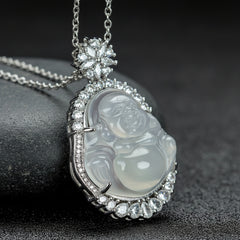 Men's Elegant Artificial Maitreya Buddha Pendant Necklace Spiritual Charm No Plating Durable Design