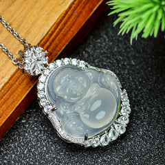 Men's Elegant Artificial Maitreya Buddha Pendant Necklace Spiritual Charm No Plating Durable Design