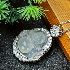Men's Elegant Artificial Maitreya Buddha Pendant Necklace Spiritual Charm No Plating Durable Design