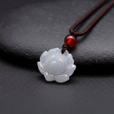 Natural Jade Lotus Pendant - Symbol of Purity, Spiritual Awakening, and Inner Peace