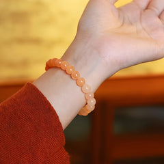 Natural Peach Blossom Jade Beaded Bracelet for Love, Youthful Energy, and Emotional Healing
